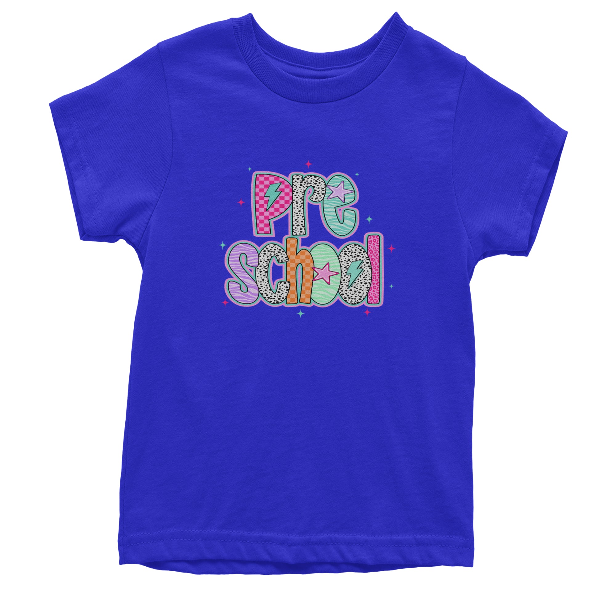 Preschool Power Colorful Back to School Youth T-shirt Royal Blue