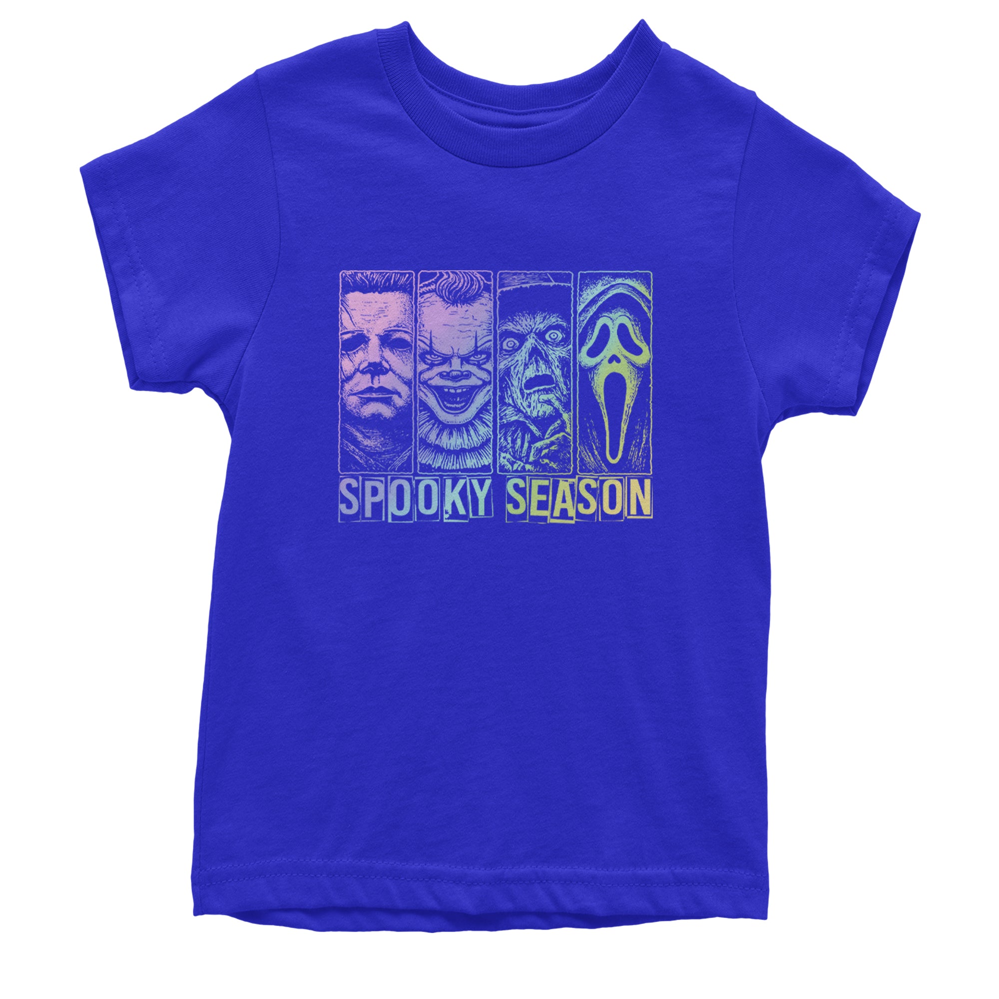Spooky Season Horror Icons Halloween Youth T-shirt Royal Blue