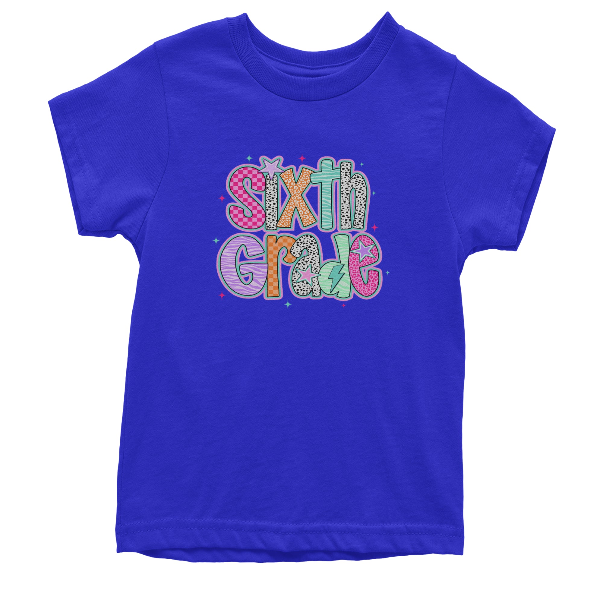 Sixth Grade Colorful Back to School Youth T-shirt Royal Blue