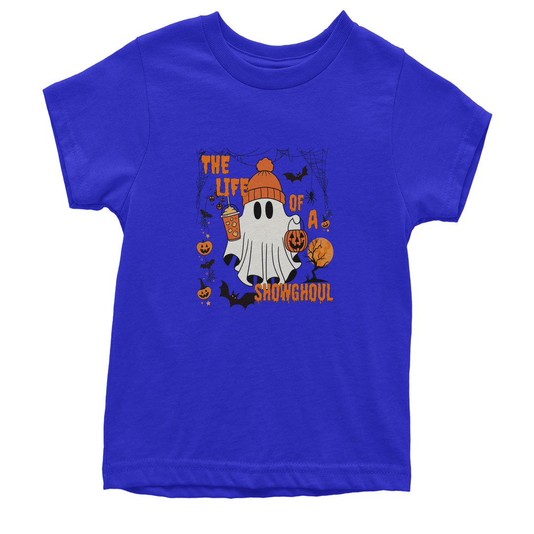 Life of a Showghoul Halloween Showgirl Vibes Youth T-shirt Royal Blue