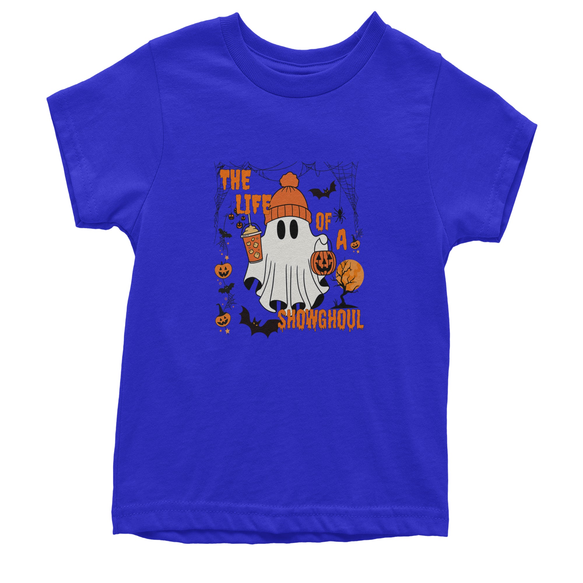 Life of a Showghoul Halloween Showgirl Vibes Youth T-shirt Royal Blue