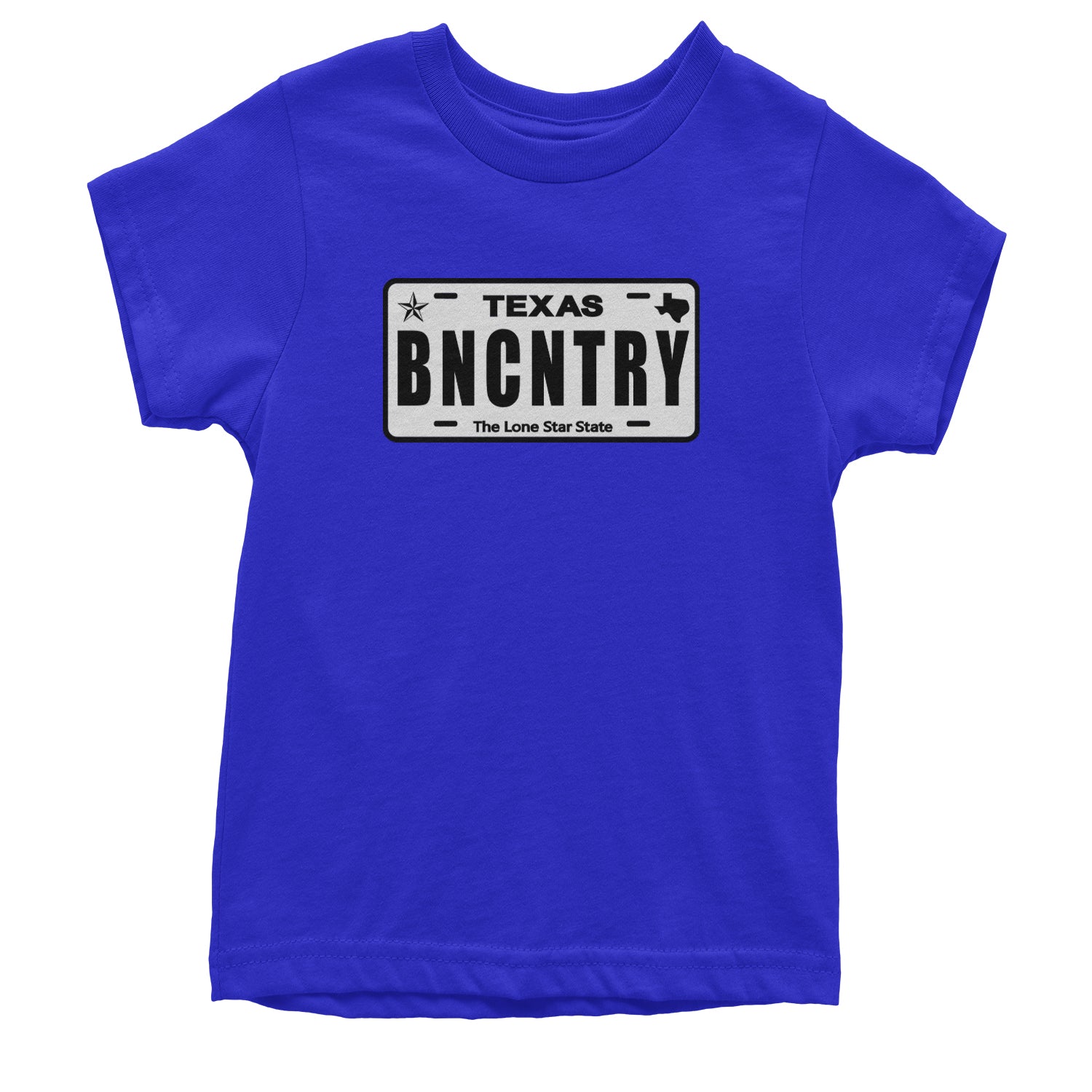 Texas License Plate BNCNTRY Youth T-shirt Royal Blue