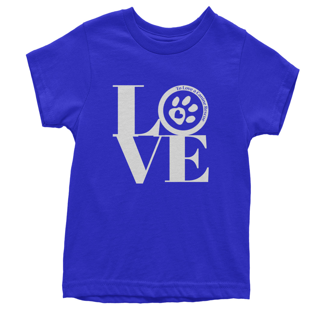 TLC LOVE Dog Rescue Youth T-shirt Royal Blue