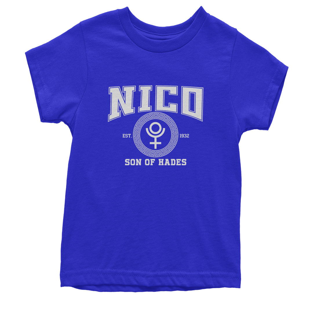 Nico Son of Hades Underworld Crest Youth T-shirt Royal Blue