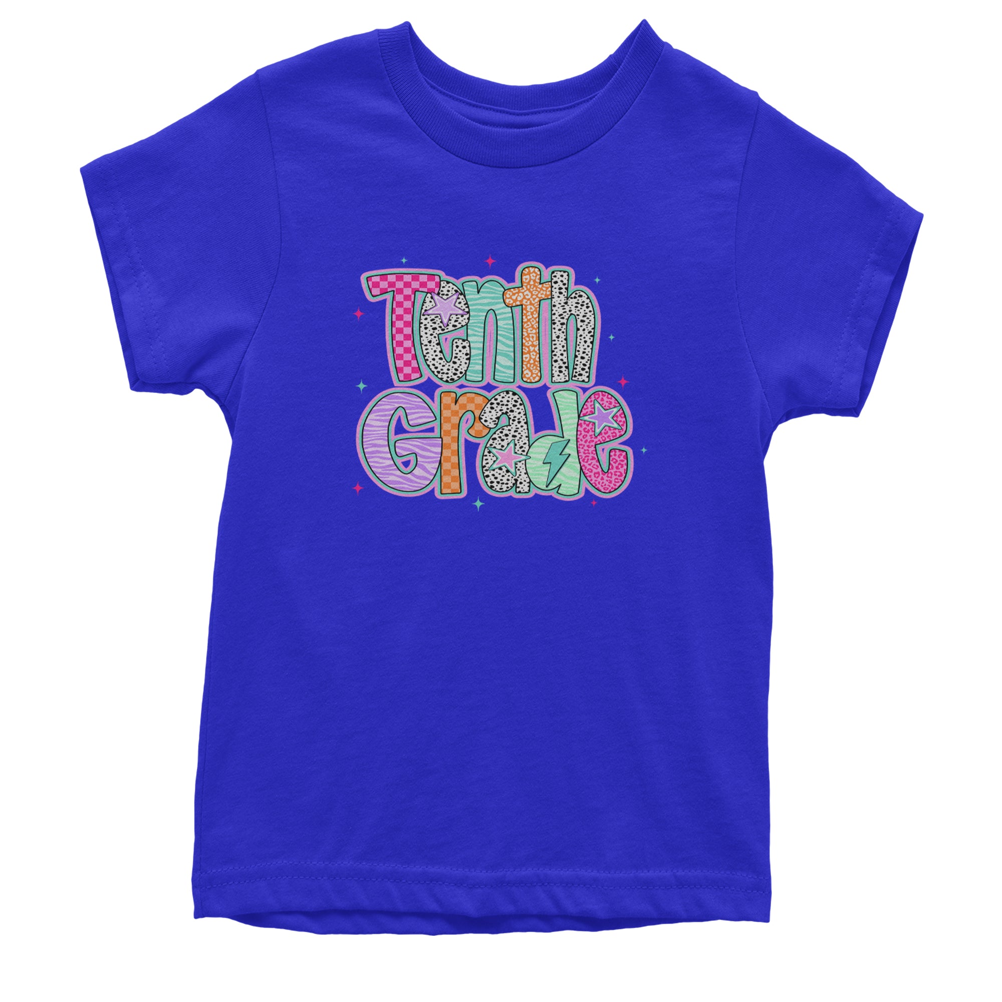 Tenth Grade Trendsetter Colorful Back to School Youth T-shirt Royal Blue