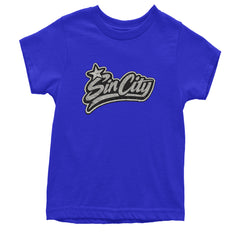 Sin City Vegas Retro Vintage Youth T-shirt Royal Blue