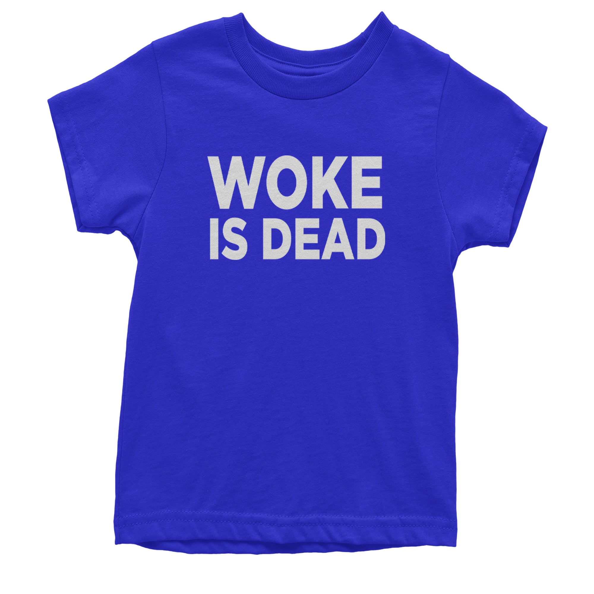 Woke Is Dead Satire Youth T-shirt Royal Blue