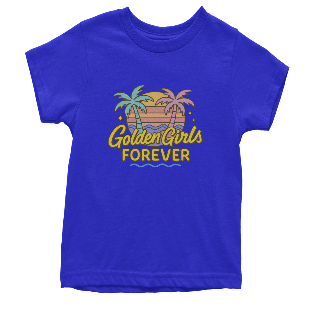 Golden Girls Forever Retro Sunset Youth T-shirt Royal Blue