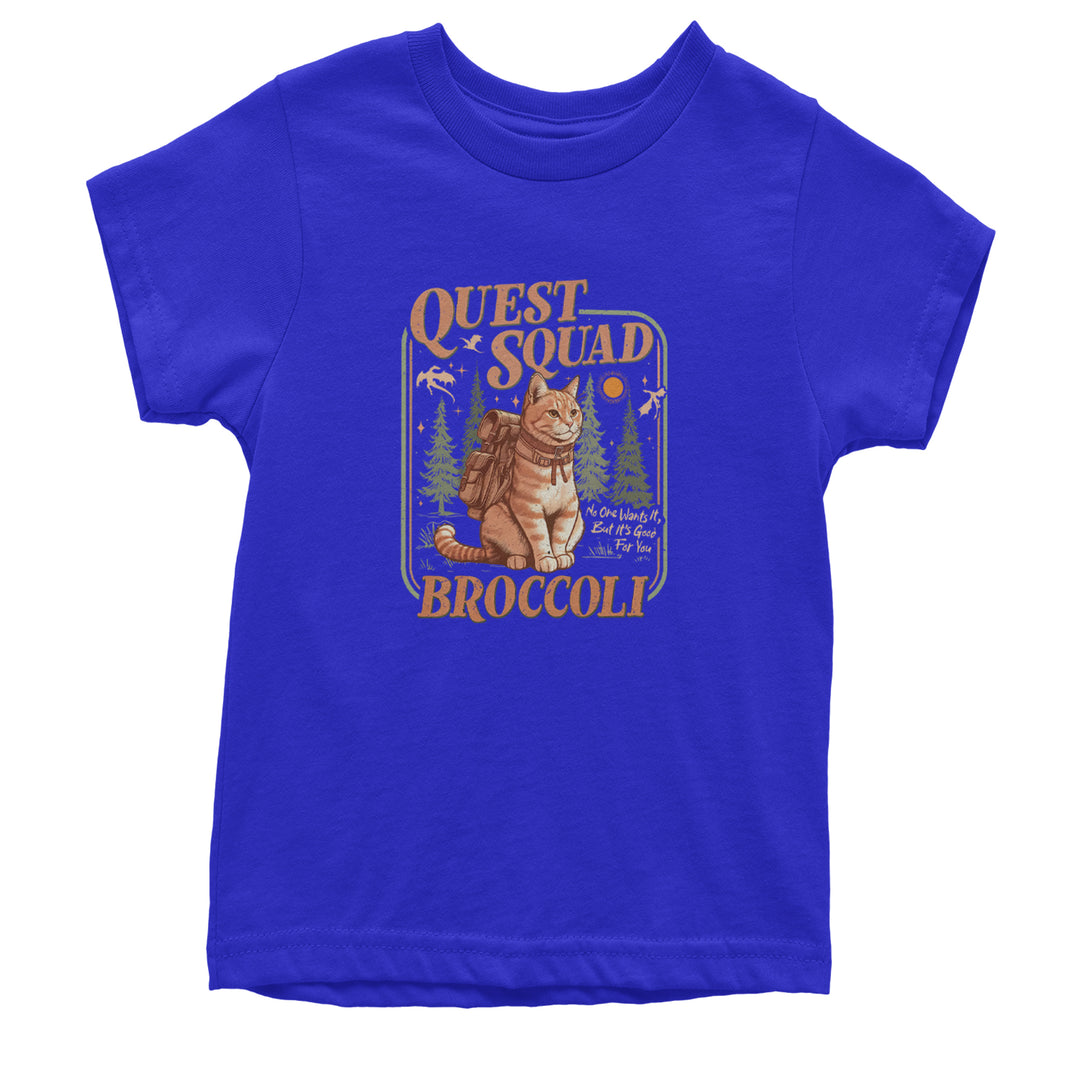 Quest Squad Broccoli Cat Fantasy Reader  Youth T-shirt Royal Blue