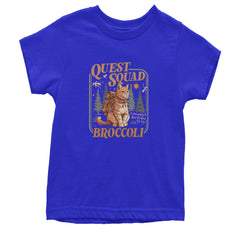 Quest Squad Broccoli Cat Fantasy Reader  Youth T-shirt Royal Blue