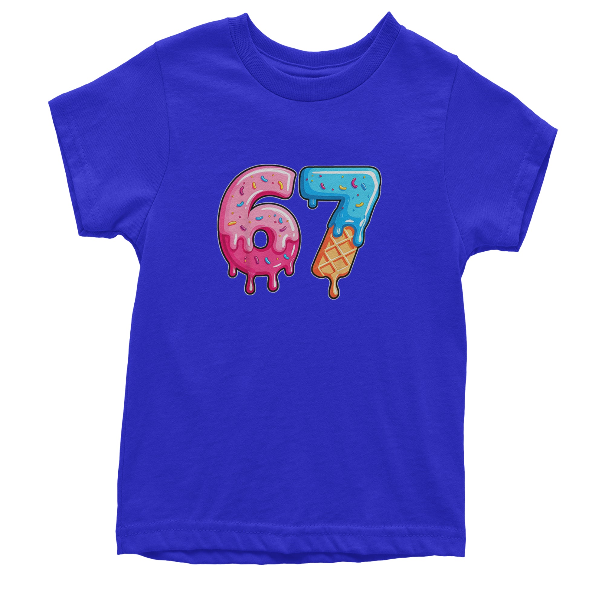 67 Dripping Ice Cream Donut Melt Youth T-shirt Royal Blue