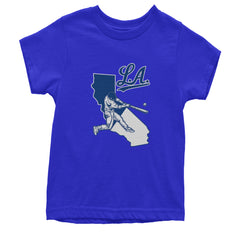 Los Angeles Baseball Batter Up Youth T-shirt Royal Blue