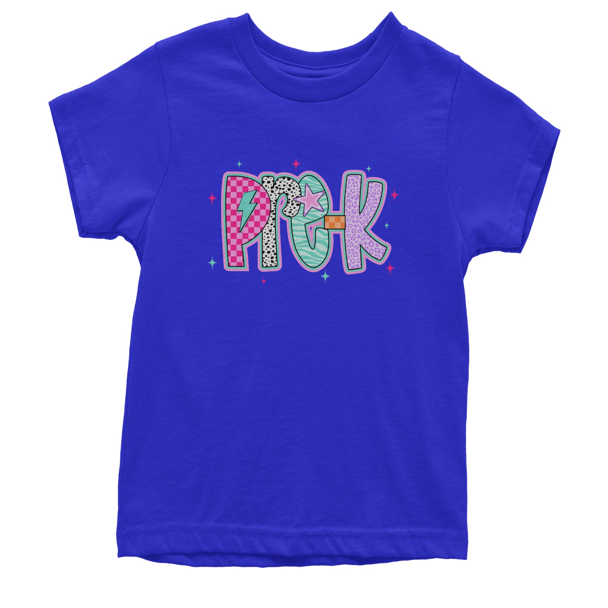 Pre-K Party Time Colorful Back to School Youth T-shirt Royal Blue