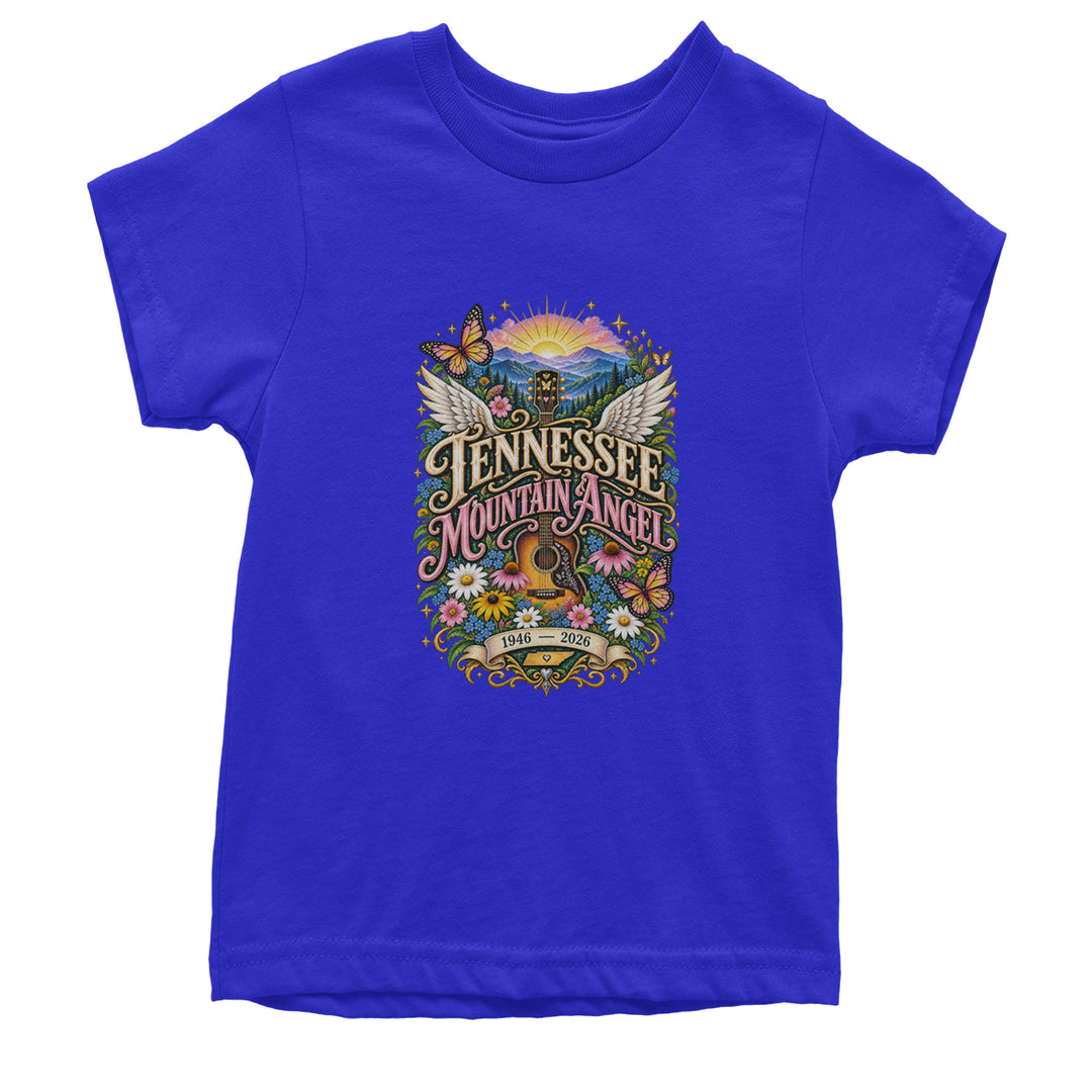 Tennessee Mountain Angel Wings Dolly Youth T-shirt Royal Blue