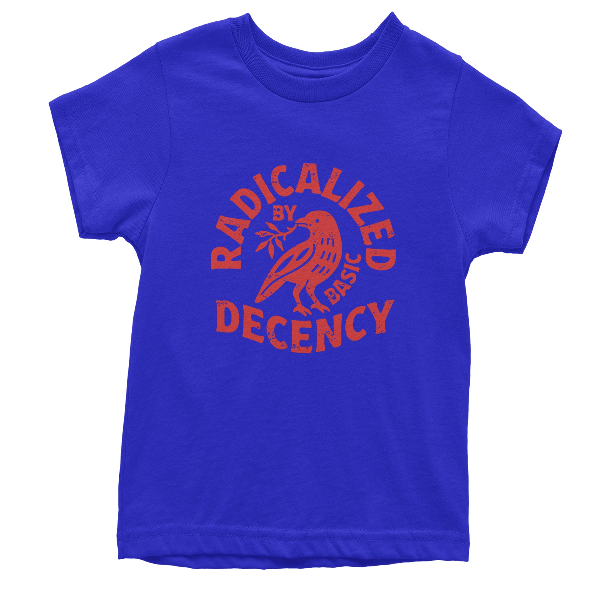 Radicalized by Basic Decency Dove Protest Statement Youth T-shirt Royal Blue