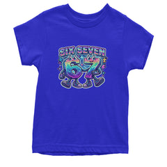 Six Seven 67 Retro Pixel Buddies Youth T-shirt Royal Blue