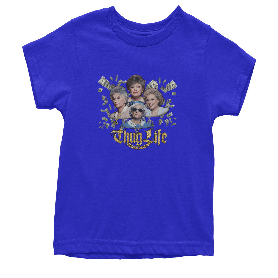 Golden Chain Thug Life Girls Youth T-shirt Royal Blue