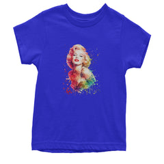 Mrs. Monroe Watercolors Bombshell Youth T-shirt Royal Blue