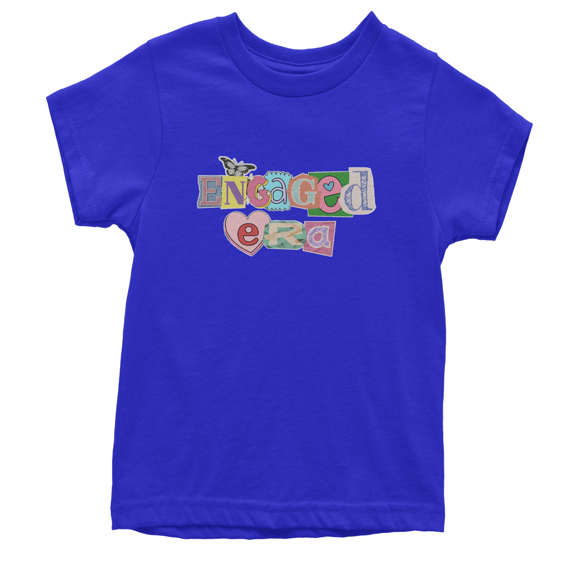 Engaged Era Aesthetic Retro Collage Design Youth T-shirt Royal Blue