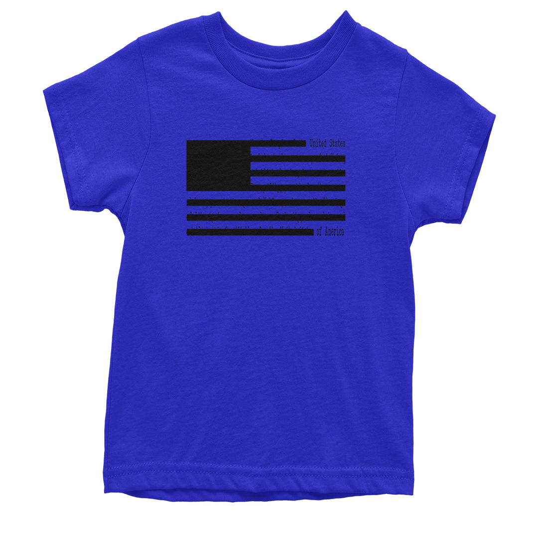 Redacted American Flag Youth T-shirt Royal Blue