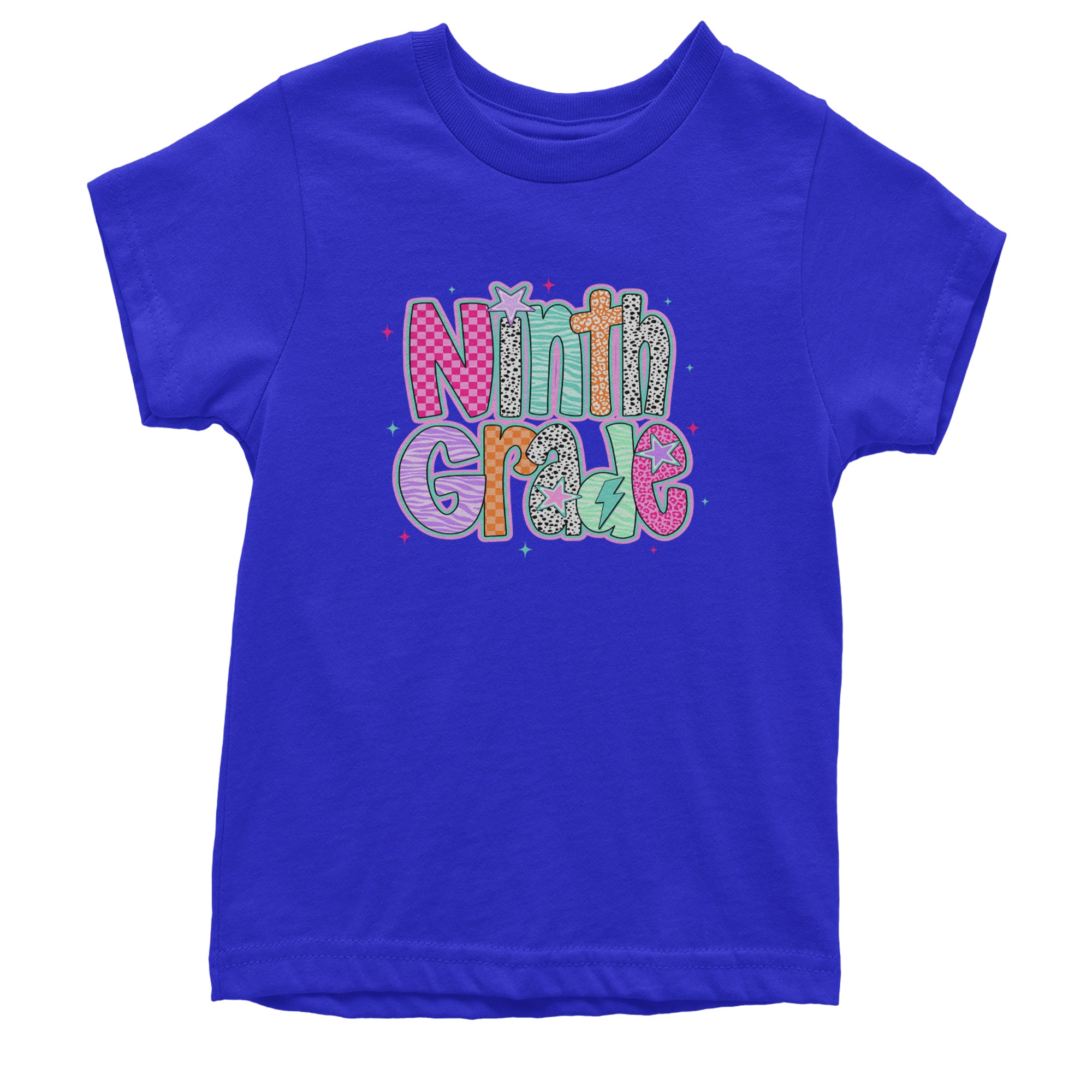 Ninth Grade Freshman Vibes Colorful Back to School Youth T-shirt Royal Blue