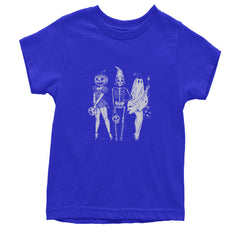 Vintage Spooky Squad Pinup Halloween Design Youth T-shirt Royal Blue