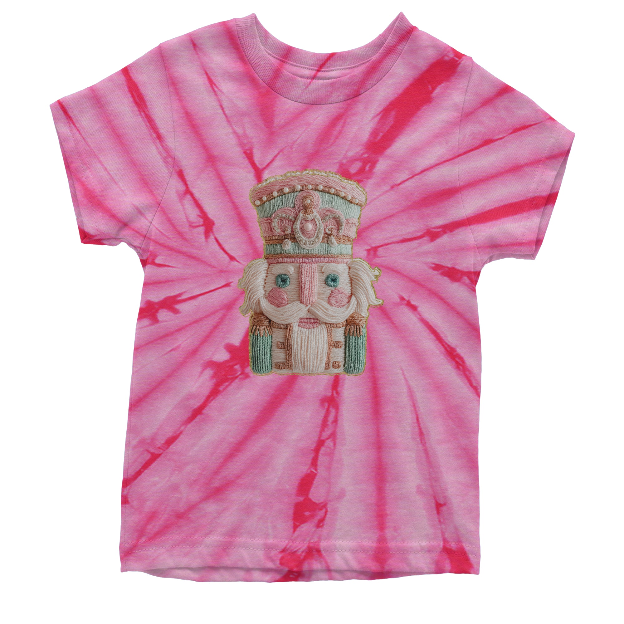 Vintage Nutcracker Embroidery Art Soft Cottagecore Youth T-shirt Tie-Dye Spider Pink