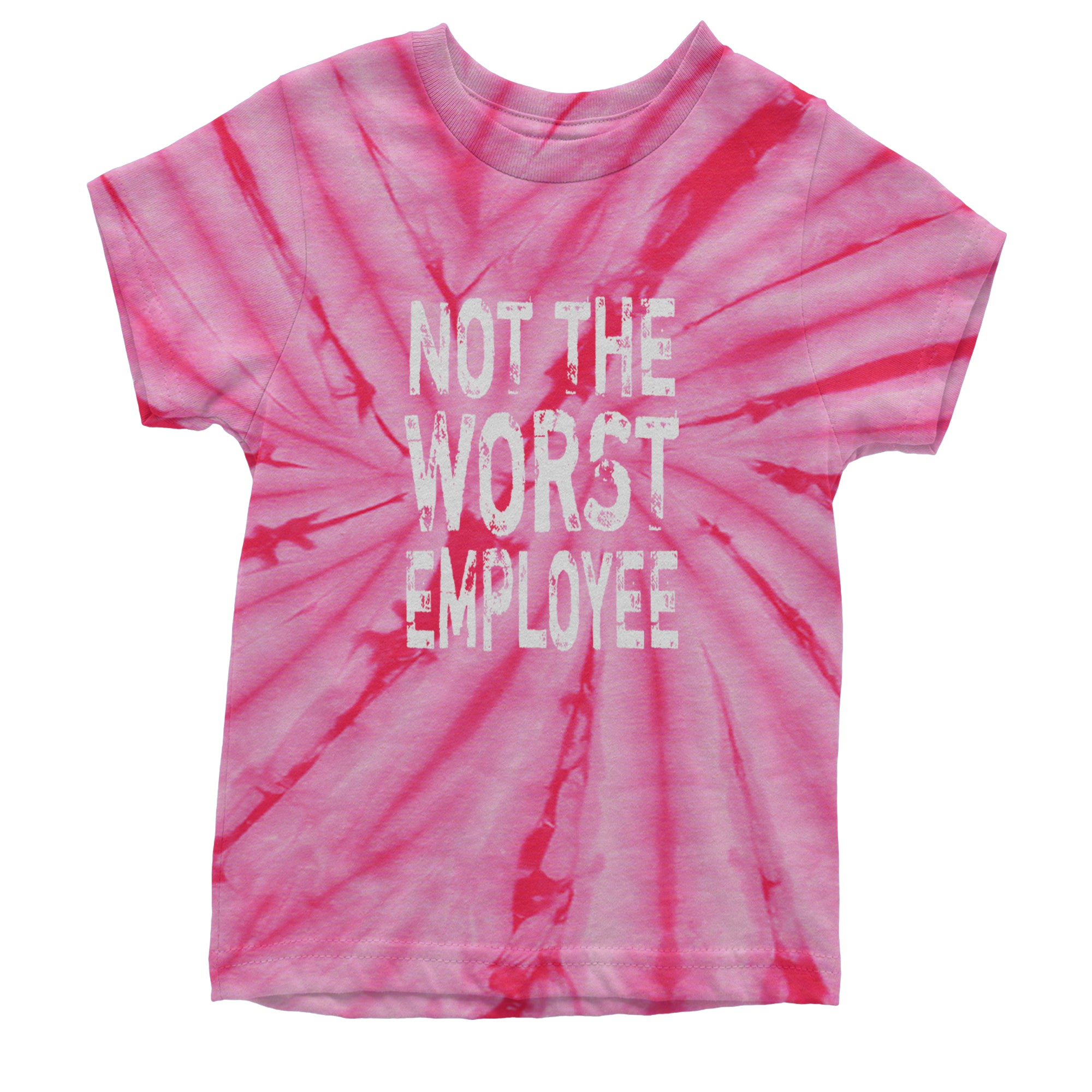 Not The Worst Employee Funny Youth T-shirt Tie-Dye Spider Pink