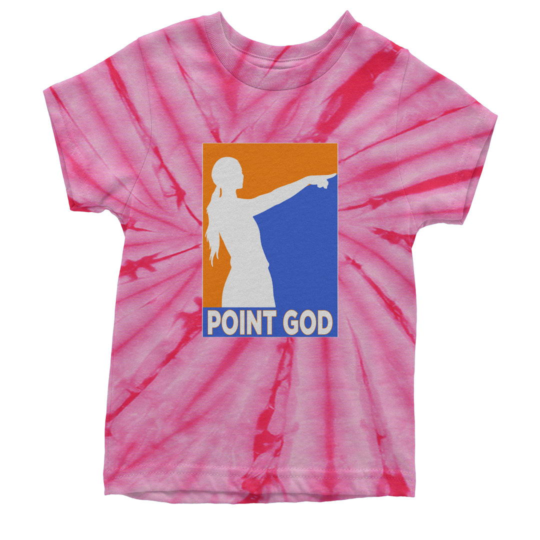 Point God Cunningham Basketball Pointing Meme  Youth T-shirt Tie-Dye Spider Pink