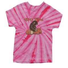 Punch Stay Kind Macaque Youth T-shirt Tie-Dye Spider Pink