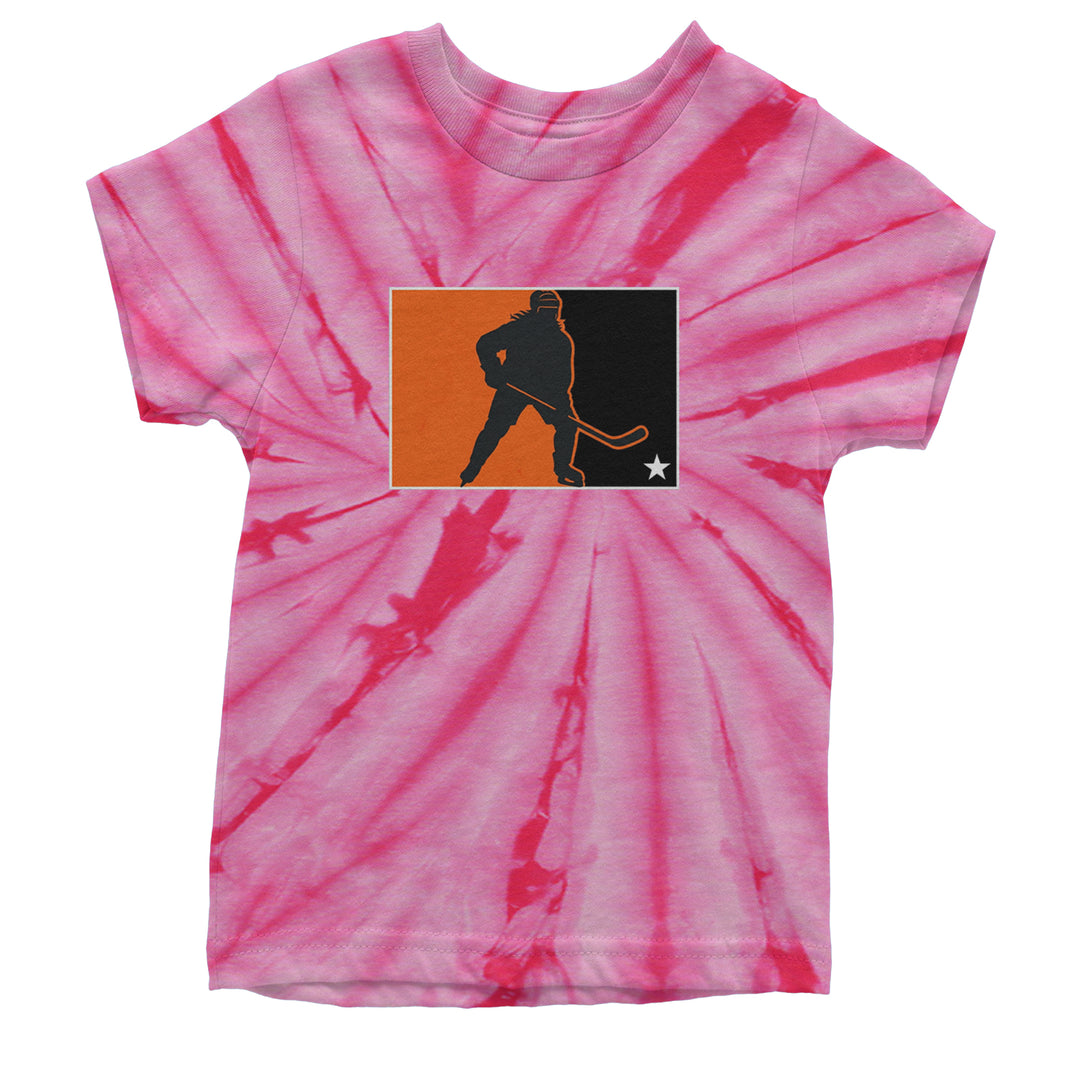 Hockey Enforcer Retro Vintage Youth T-shirt Tie-Dye Spider Pink