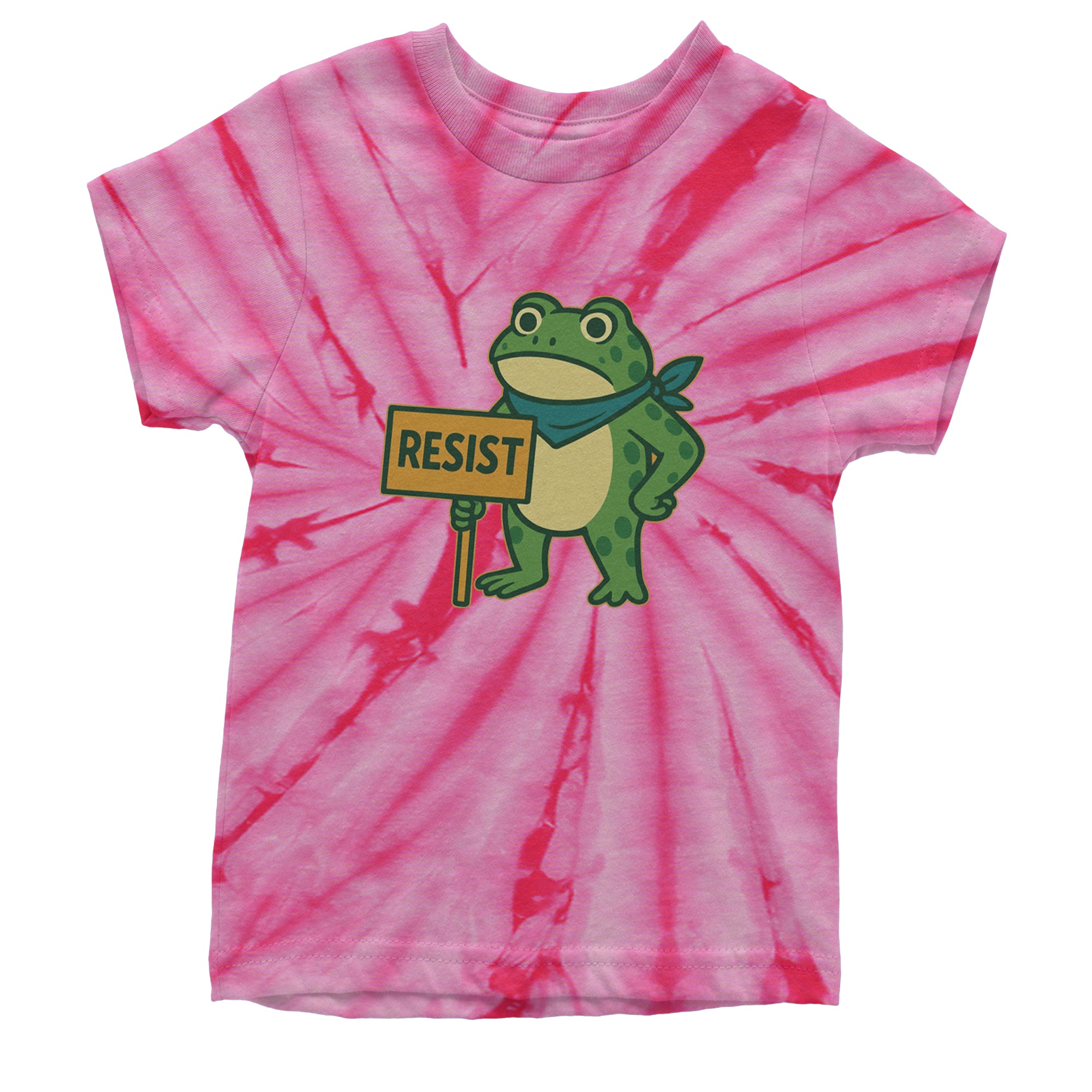 Sign Resist Meme Frog Protest Youth T-shirt Tie-Dye Spider Pink