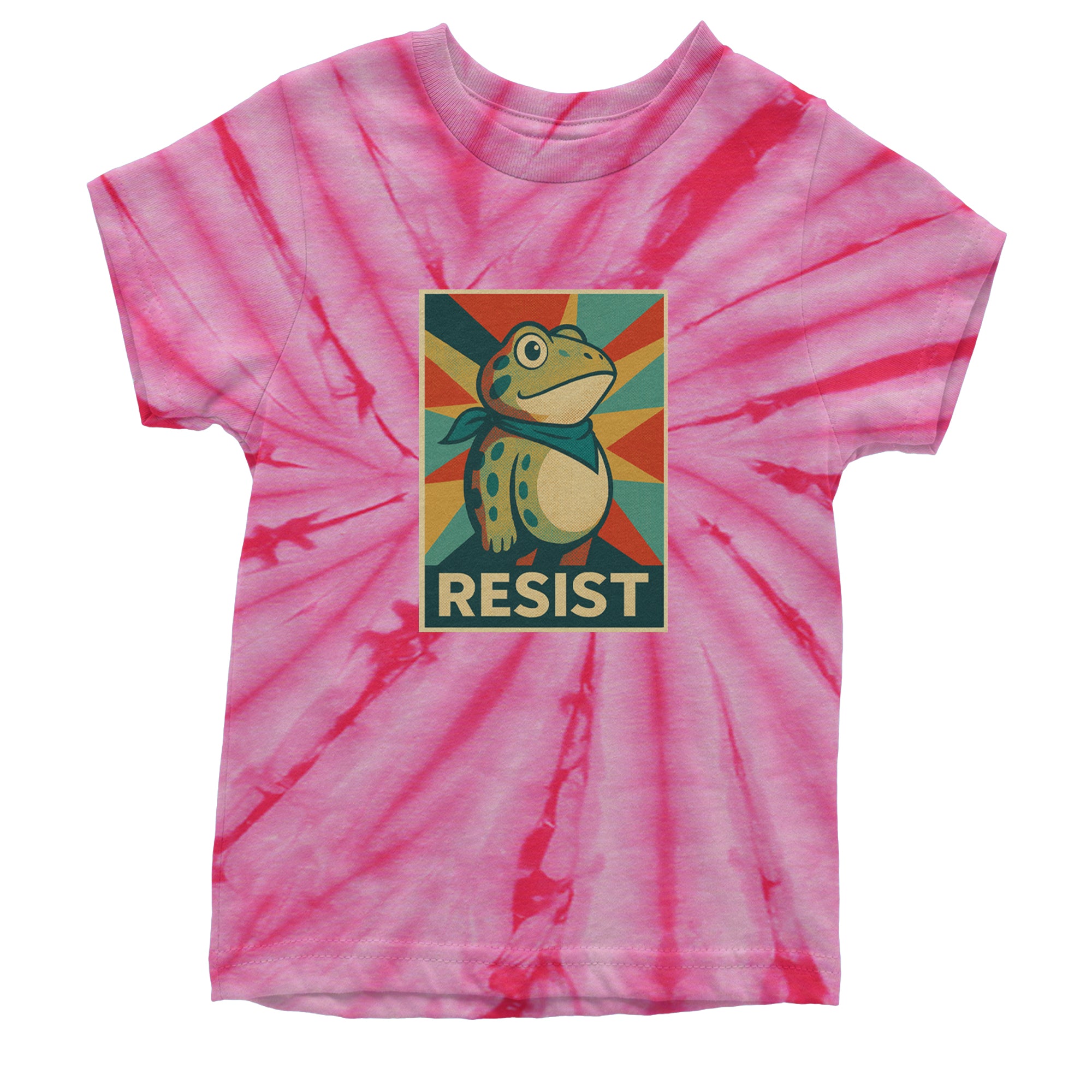 Resist Portland Protest Frog Youth T-shirt Tie-Dye Spider Pink