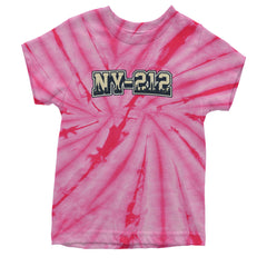 New York City 212 Area Code Skyline  Youth T-shirt Tie-Dye Spider Pink