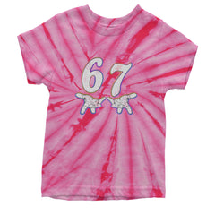67 Hands Meme Viral Drill Youth T-shirt Tie-Dye Spider Pink