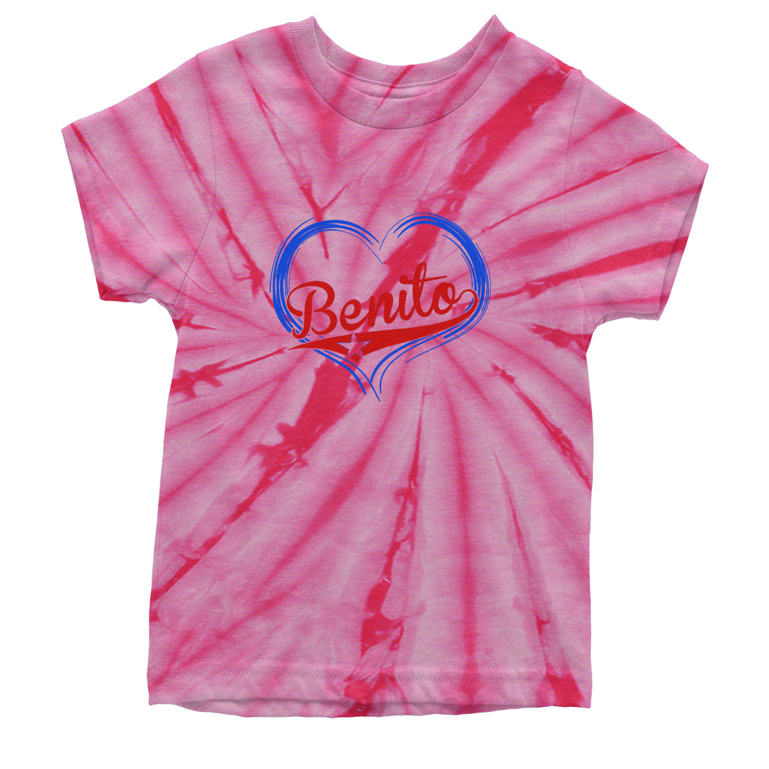 Benito Heart Puerto Rico Youth T-shirt Tie-Dye Spider Pink