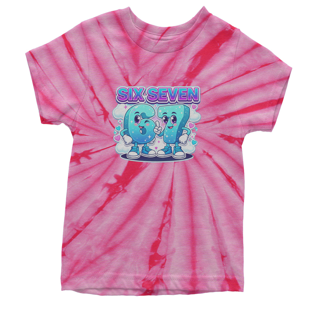 67 Six Seven Meme Kawaii Cloud Youth T-shirt Tie-Dye Spider Pink