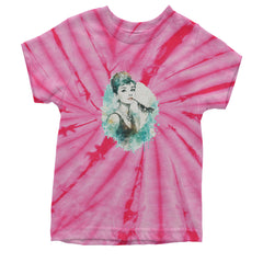 Mrs. Herpburn Iconic Watercolors Youth T-shirt Tie-Dye Spider Pink