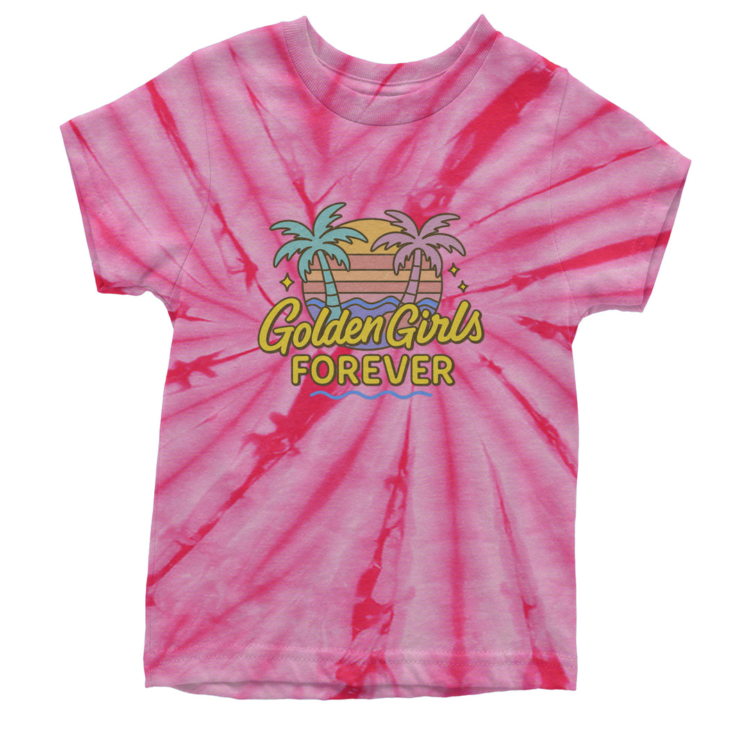 Golden Girls Forever Retro Sunset Youth T-shirt Tie-Dye Spider Pink