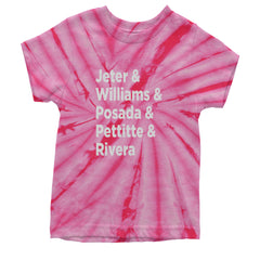 Jeter & Williams & Posada & Pettitte & Rivera Youth T-shirt Tie-Dye Spider Pink