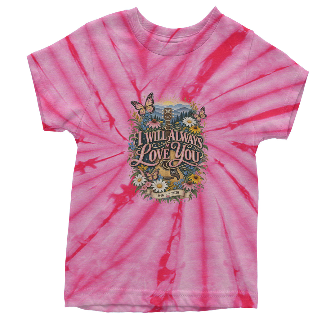 I Will Always Love You Dolly Youth T-shirt Tie-Dye Spider Pink