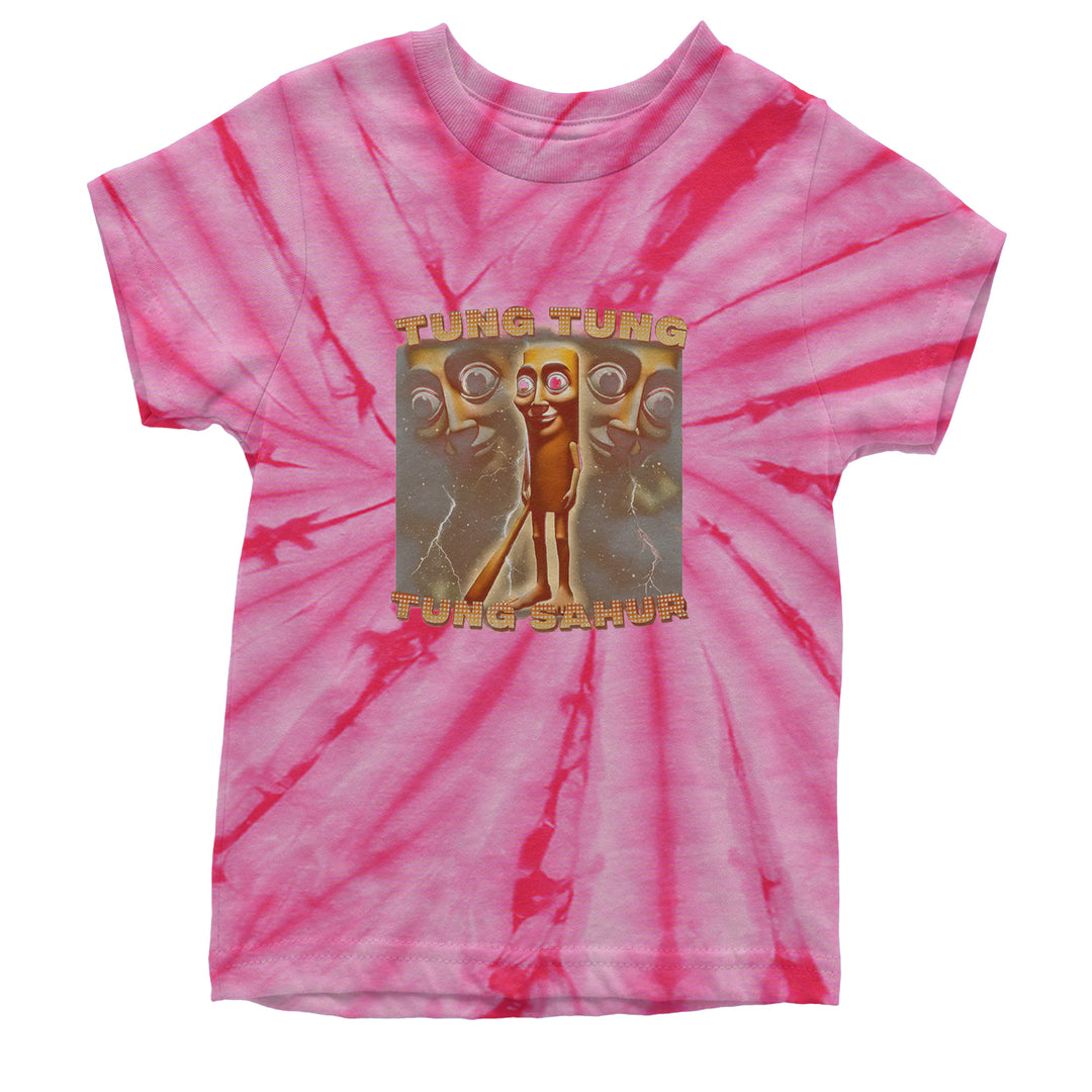 Tung Tung Tung Sahur Enforcer Youth T-shirt Tie-Dye Spider Pink
