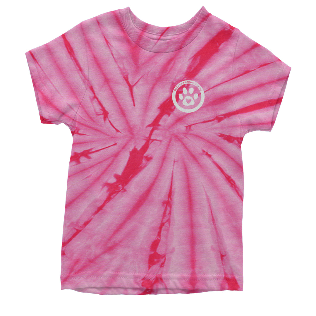 TLC To Love a Canine Dog Rescue White Youth T-shirt Tie-Dye Spider Pink