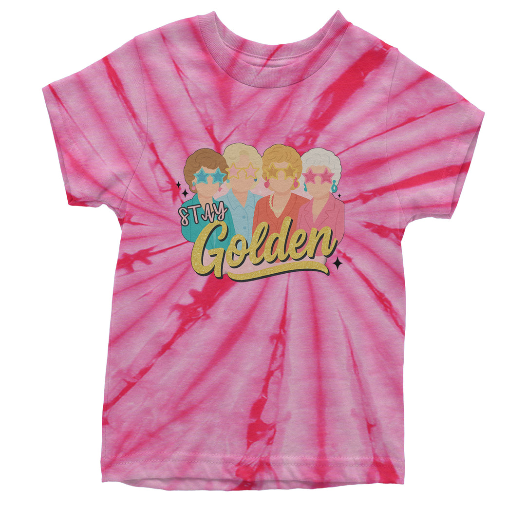 Stay Golden Girls Retro Youth T-shirt Tie-Dye Spider Pink