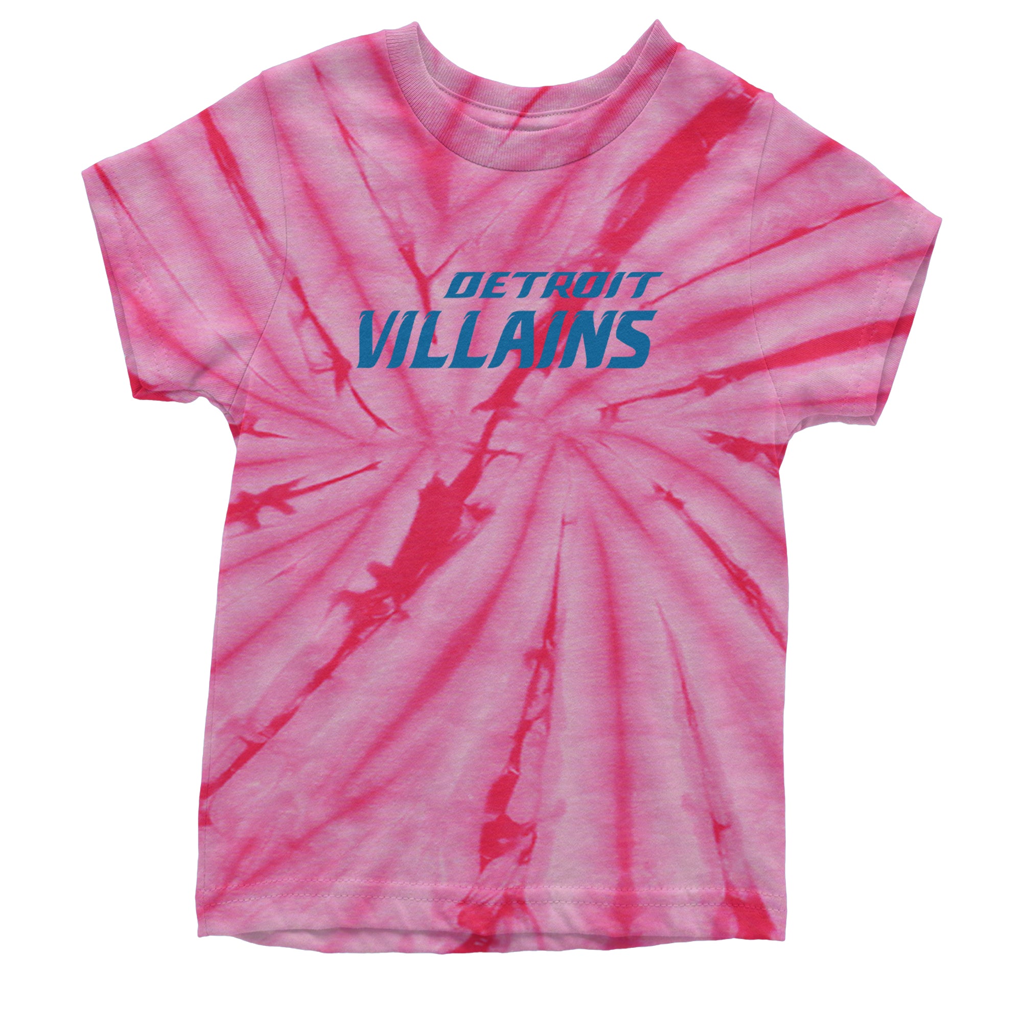 Detroit Villains Grit Football Youth T-shirt Tie-Dye Spider Pink