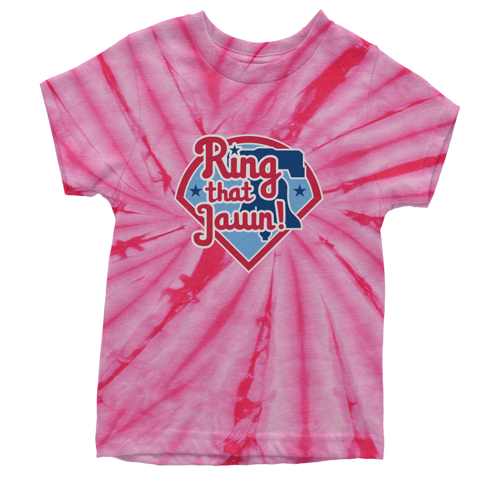 Ring That Jawn Philly Baseball Youth T-shirt Tie-Dye Spider Pink