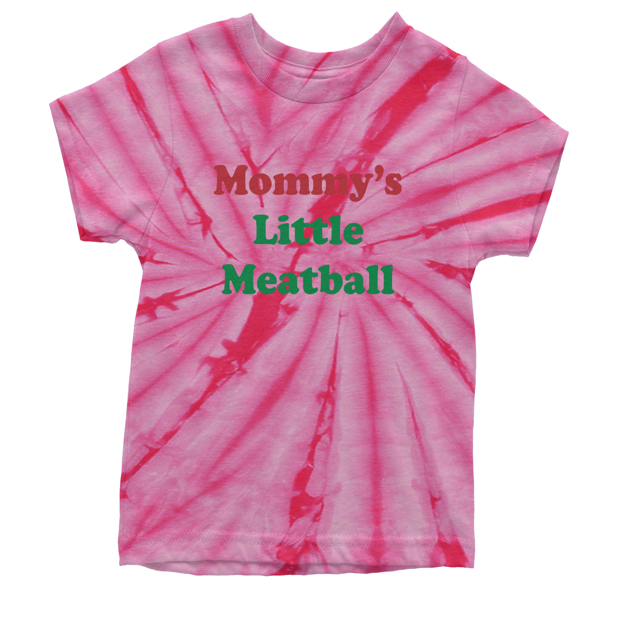 Mommy's Little Meatball Love Island Youth T-shirt Tie-Dye Spider Pink