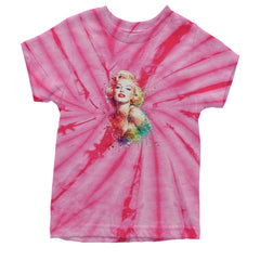 Mrs. Monroe Watercolors Bombshell Youth T-shirt Tie-Dye Spider Pink