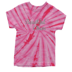 Beautiful Chaos Glitter Music Festival Youth T-shirt Tie-Dye Spider Pink