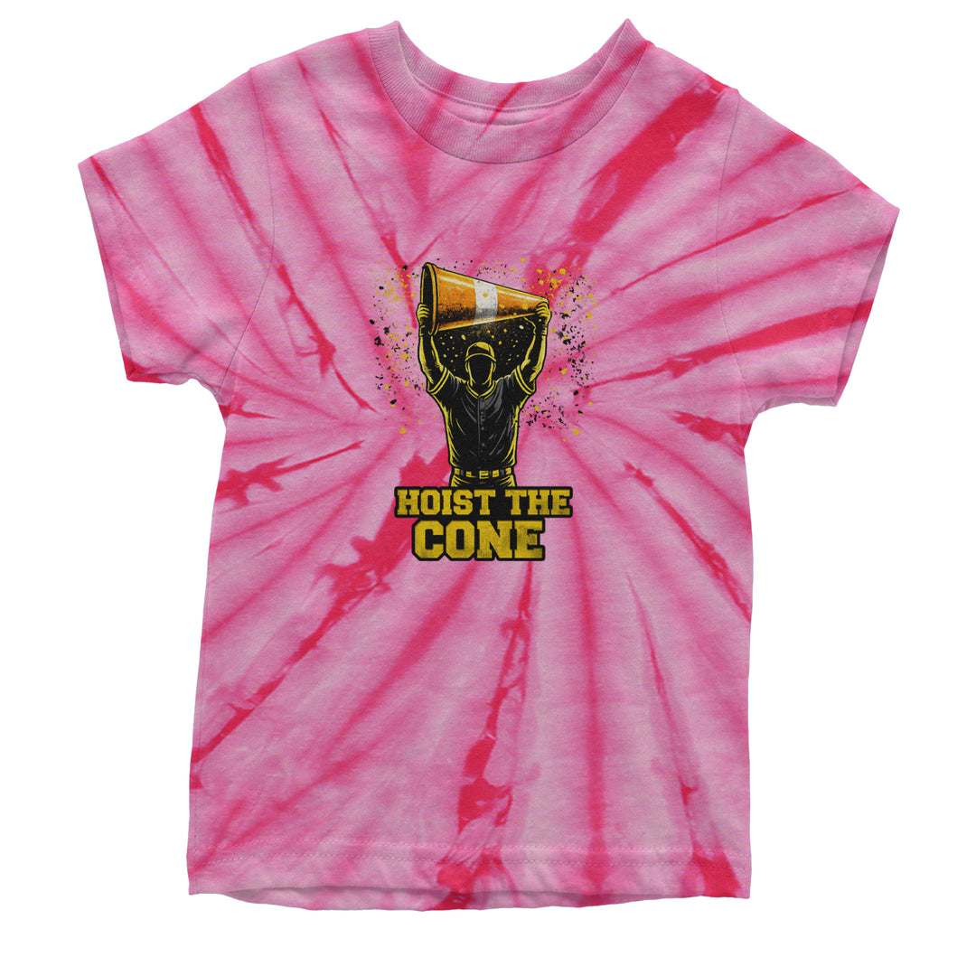 Hoist The Cone Pittsburgh Pride Youth T-shirt Tie-Dye Spider Pink